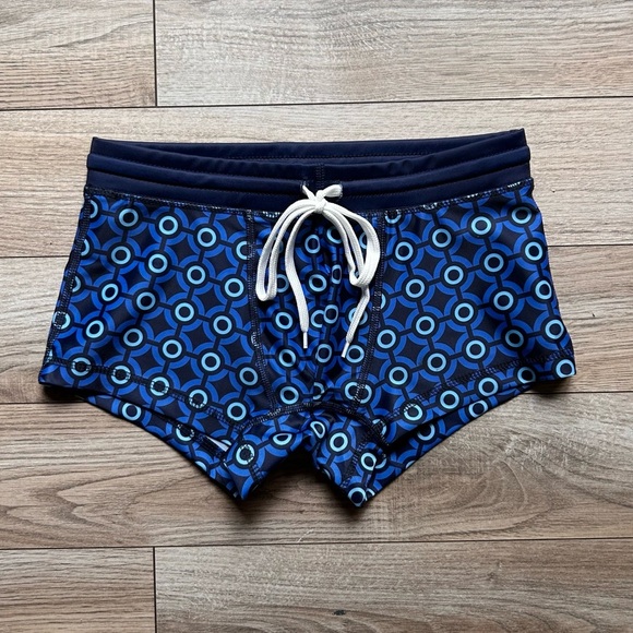 Project 51 | Cassis Pattern Square Cut Swim Trunks in Blue Navy (Small) - Picture 1 of 16